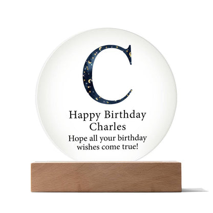 Happy Birthday Charles v03 - Circle Acrylic Plaque