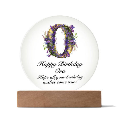 Happy Birthday Ora v02 - Circle Acrylic Plaque