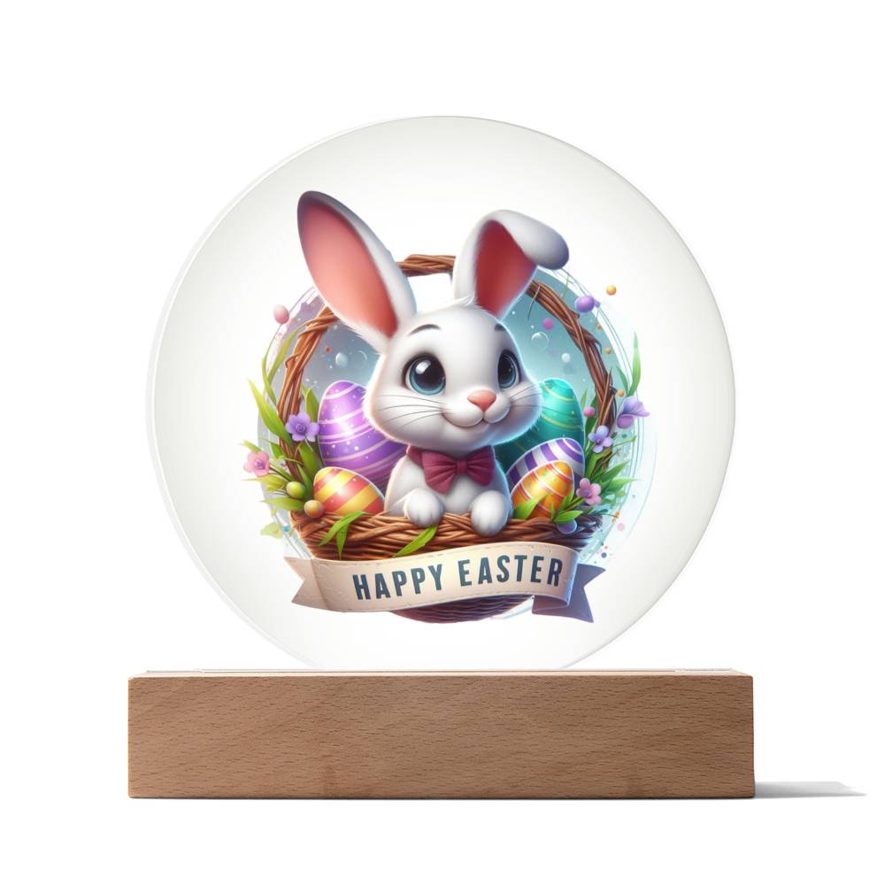 Happy Easter Bunny Sign 10 - Circle Acrylic Plaque