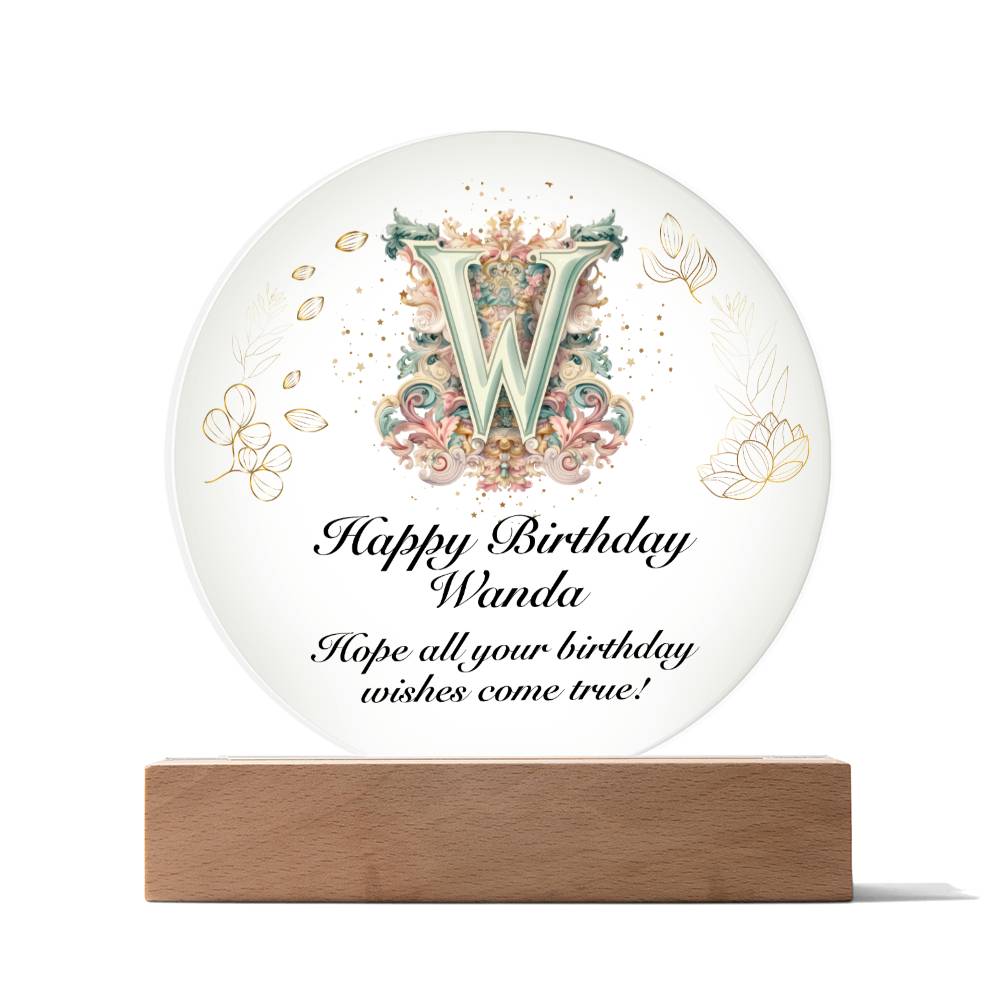 Happy Birthday Wanda v01 - Circle Acrylic Plaque