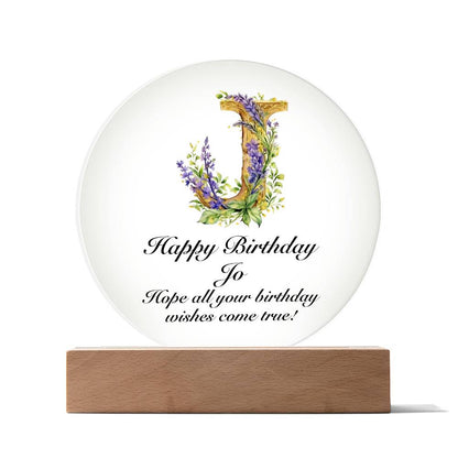 Happy Birthday Jo v02 - Circle Acrylic Plaque