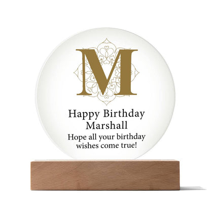 Happy Birthday Marshall v01 - Circle Acrylic Plaque