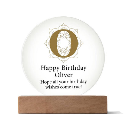 Happy Birthday Oliver v01 - Circle Acrylic Plaque