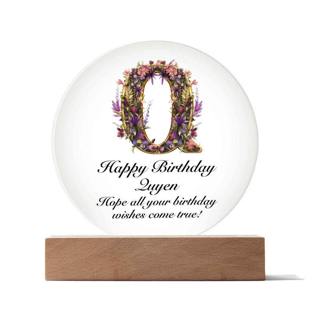 Happy Birthday Quyen v02 - Circle Acrylic Plaque