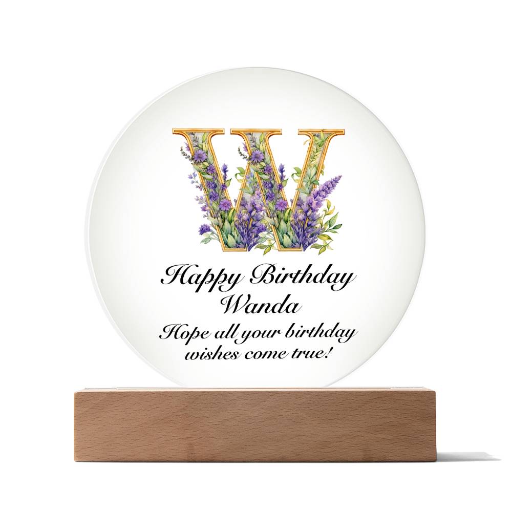 Happy Birthday Wanda v02 - Circle Acrylic Plaque