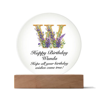Happy Birthday Wanda v02 - Circle Acrylic Plaque
