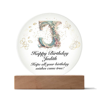Happy Birthday Judith v01 - Circle Acrylic Plaque
