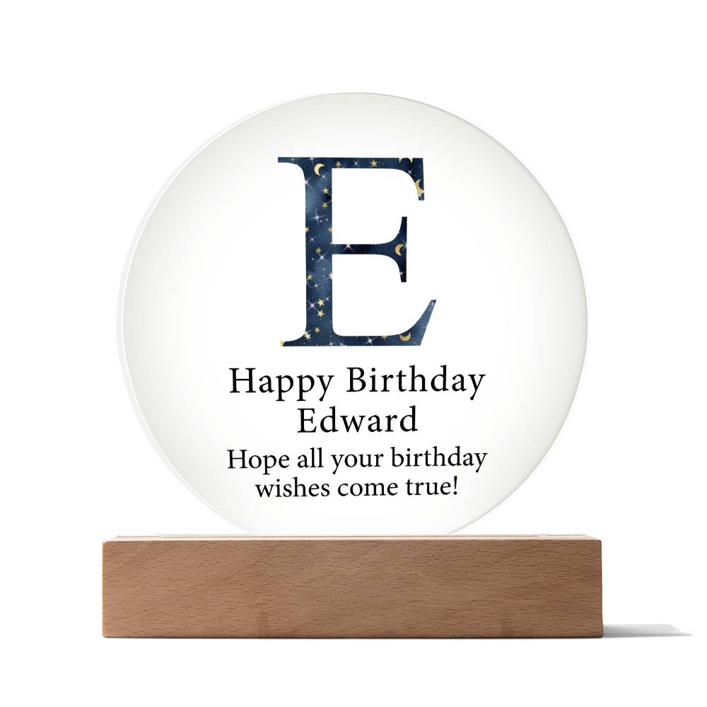 Happy Birthday Edward v03 - Circle Acrylic Plaque