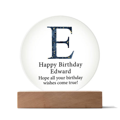 Happy Birthday Edward v03 - Circle Acrylic Plaque