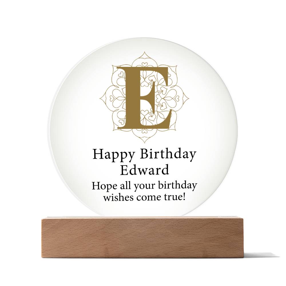 Happy Birthday Edward v01 - Circle Acrylic Plaque
