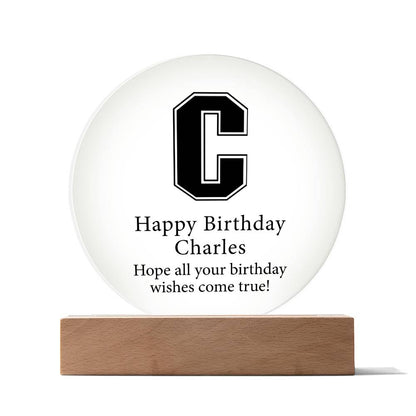 Happy Birthday Charles v02 - Circle Acrylic Plaque