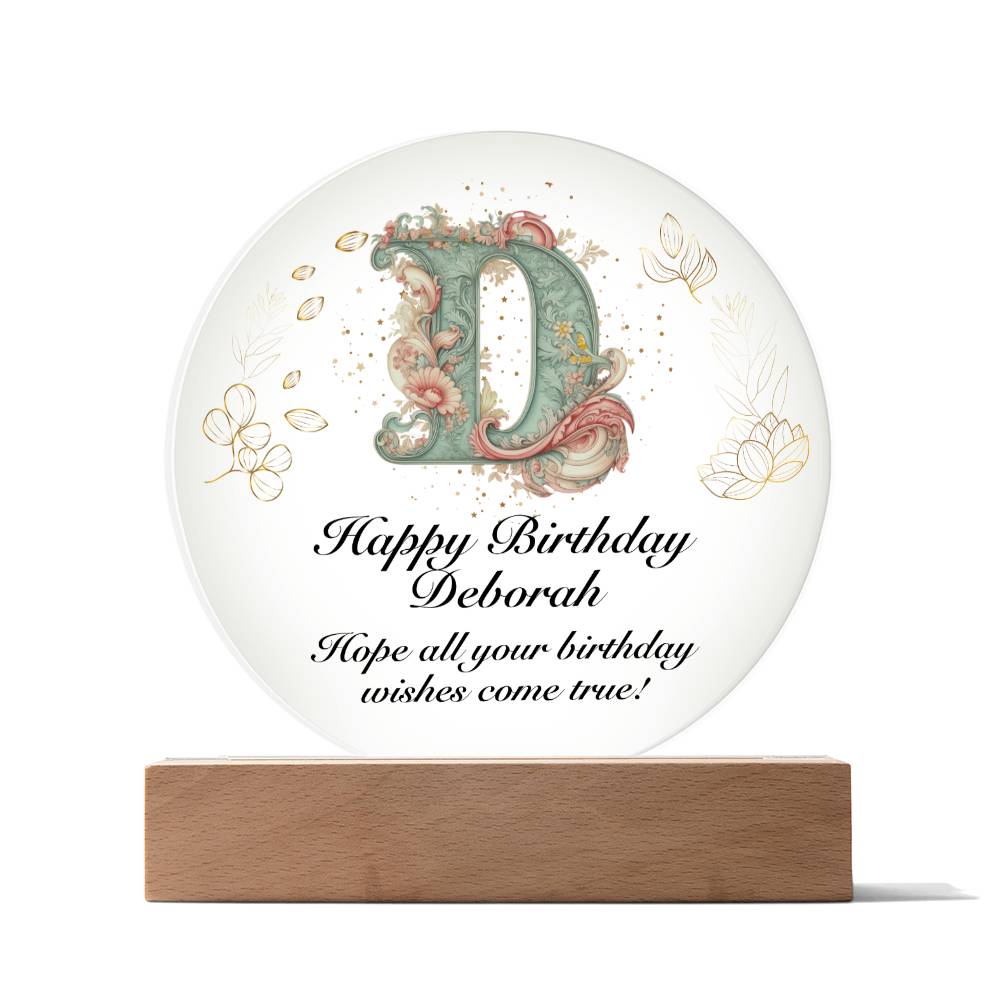 Happy Birthday Deborah v01 - Circle Acrylic Plaque