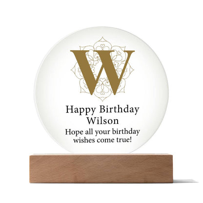 Happy Birthday Wilson v01 - Circle Acrylic Plaque