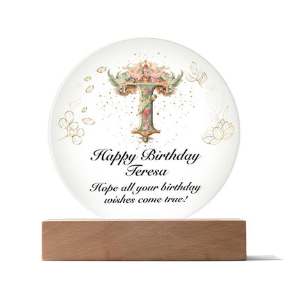 Happy Birthday Teresa v01 - Circle Acrylic Plaque