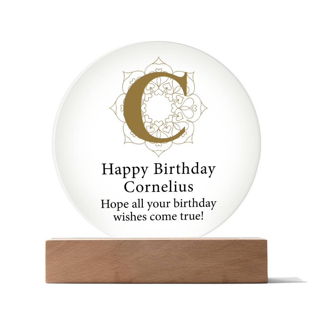 Happy Birthday Cornelius v01 - Circle Acrylic Plaque