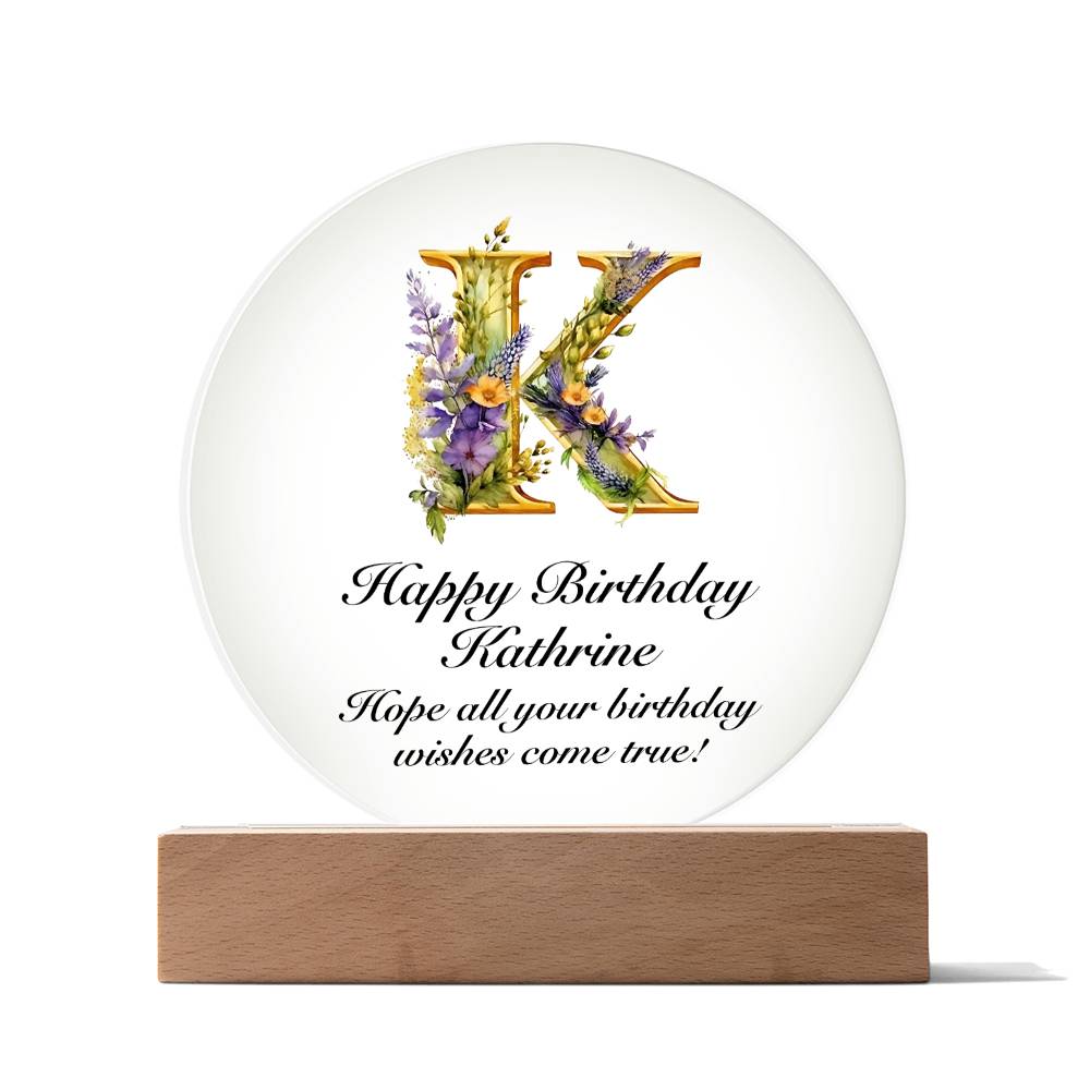 Happy Birthday Kathrine v02 - Circle Acrylic Plaque