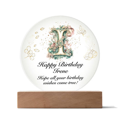 Happy Birthday Irene v01 - Circle Acrylic Plaque