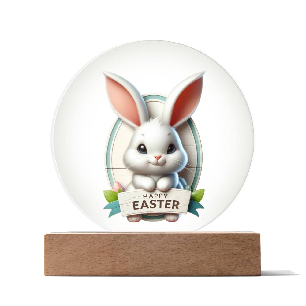 Happy Easter Bunny Sign 08 - Circle Acrylic Plaque