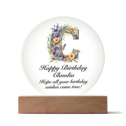 Happy Birthday Claudia v02 - Circle Acrylic Plaque