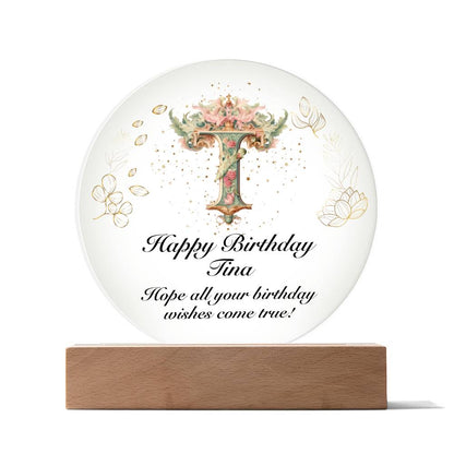Happy Birthday Tina v01 - Circle Acrylic Plaque
