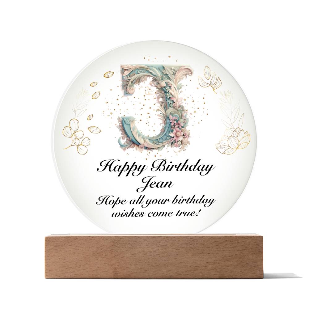 Happy Birthday Jean v01 - Circle Acrylic Plaque