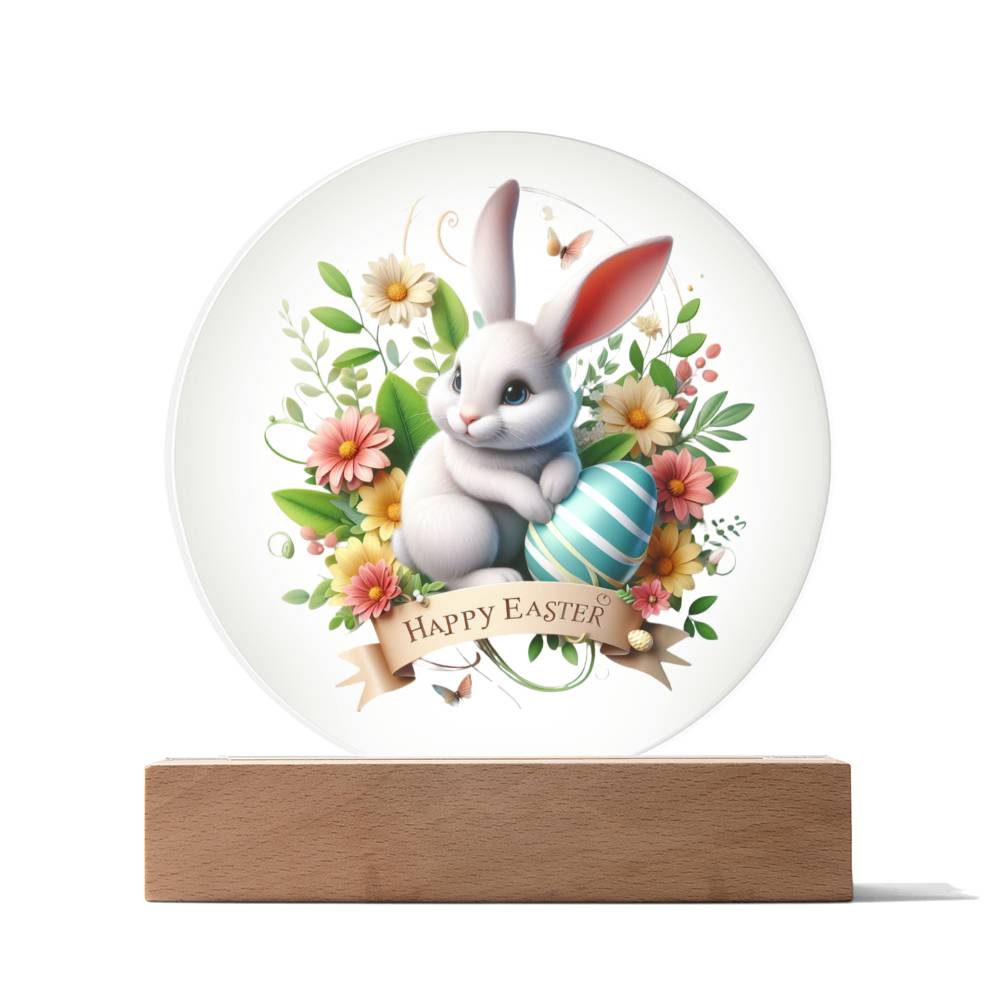Happy Easter Bunny Sign 11 - Circle Acrylic Plaque