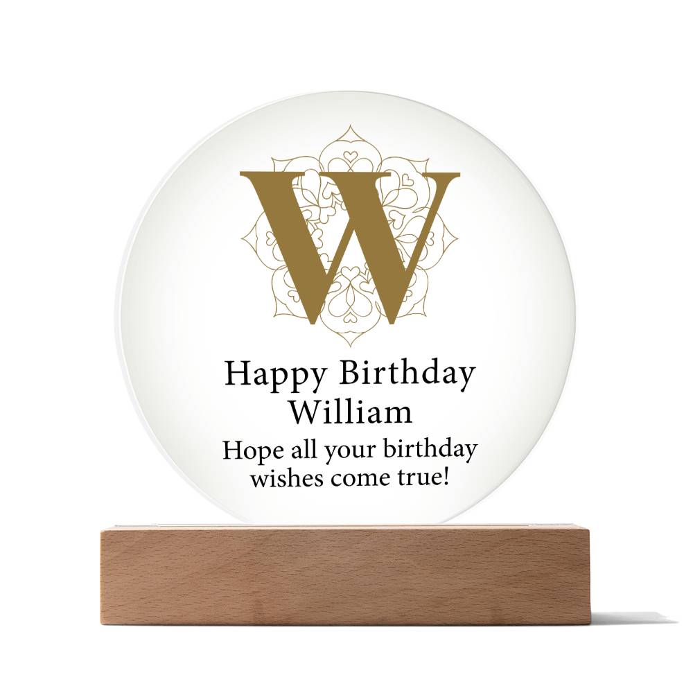 Happy Birthday William v01 - Circle Acrylic Plaque