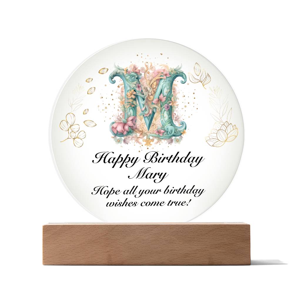 Happy Birthday Mary v01 - Circle Acrylic Plaque