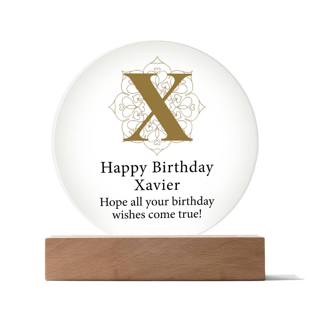 Happy Birthday Xavier v01 - Circle Acrylic Plaque