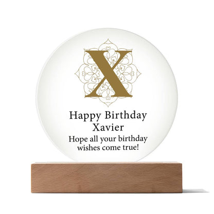 Happy Birthday Xavier v01 - Circle Acrylic Plaque