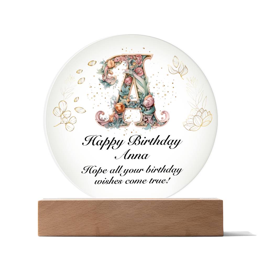 Happy Birthday Anna v01 - Circle Acrylic Plaque