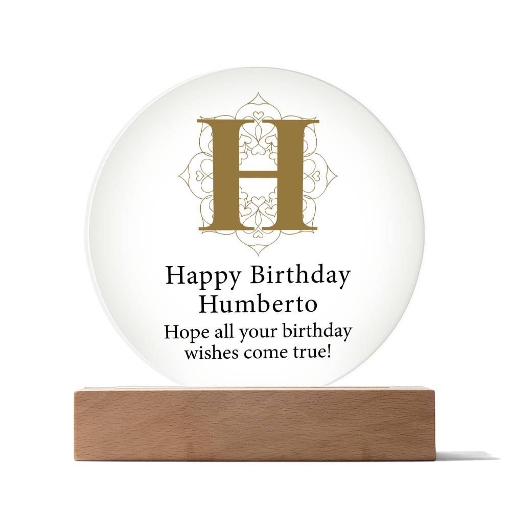 Happy Birthday Humberto v01 - Circle Acrylic Plaque
