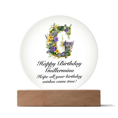 Happy Birthday Guillermina v02 - Circle Acrylic Plaque