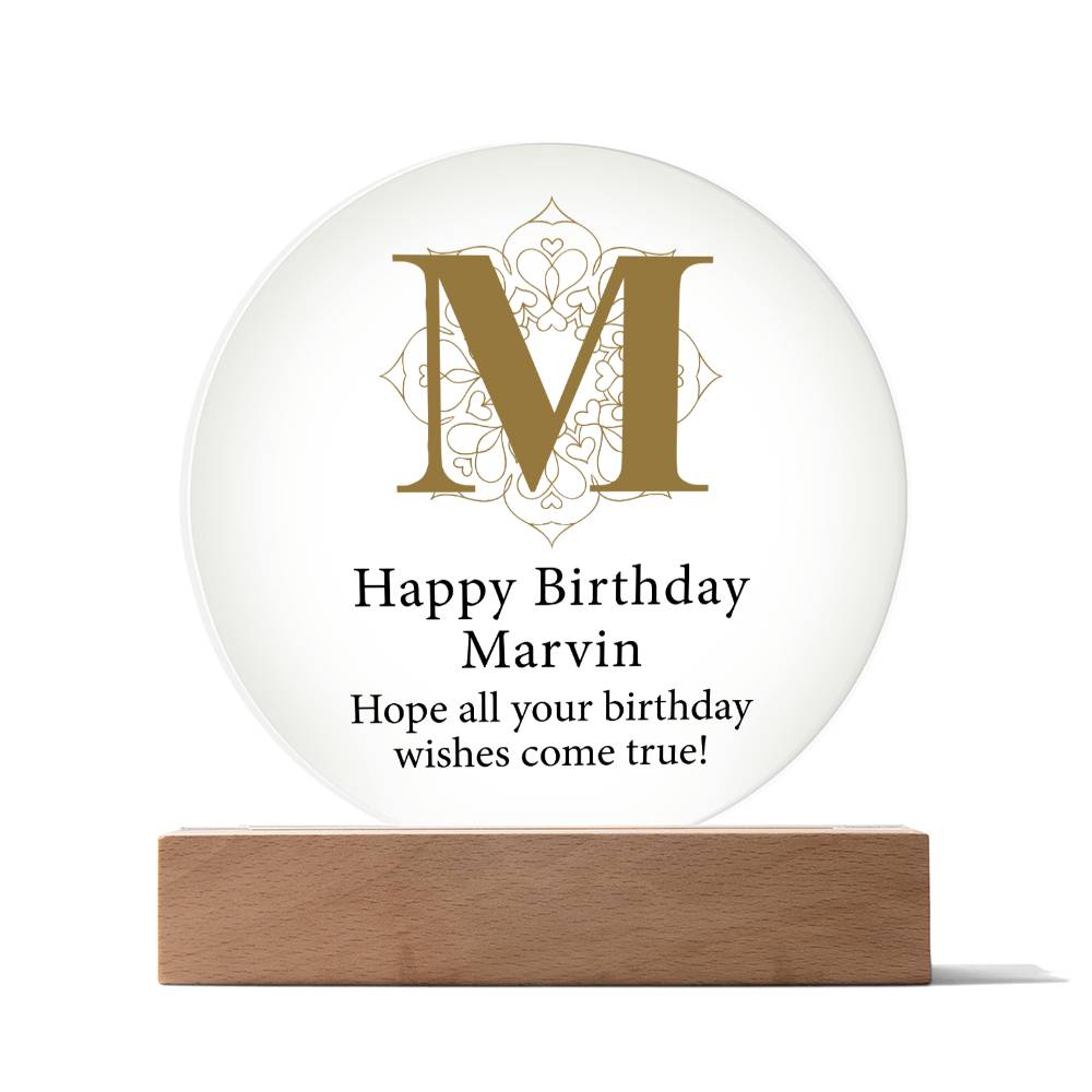Happy Birthday Marvin v01 - Circle Acrylic Plaque