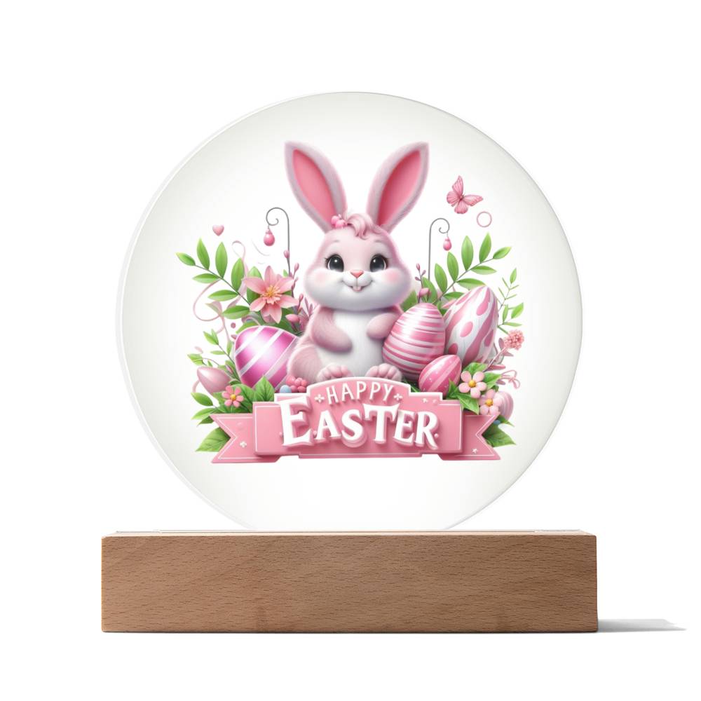Happy Easter Bunny Sign 07 - Circle Acrylic Plaque