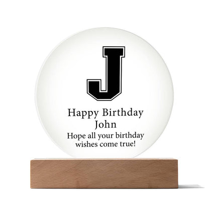 Happy Birthday John v02 - Circle Acrylic Plaque