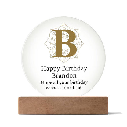 Happy Birthday Brandon v01 - Circle Acrylic Plaque