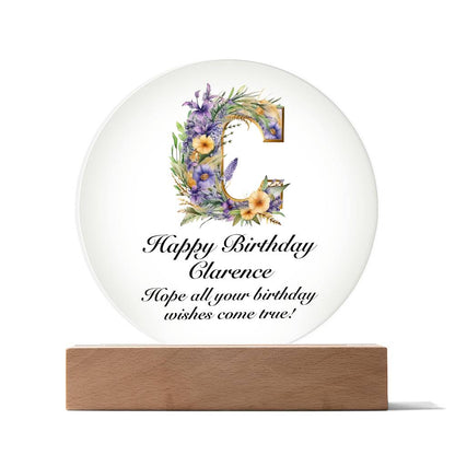 Happy Birthday Clarence v02 - Circle Acrylic Plaque
