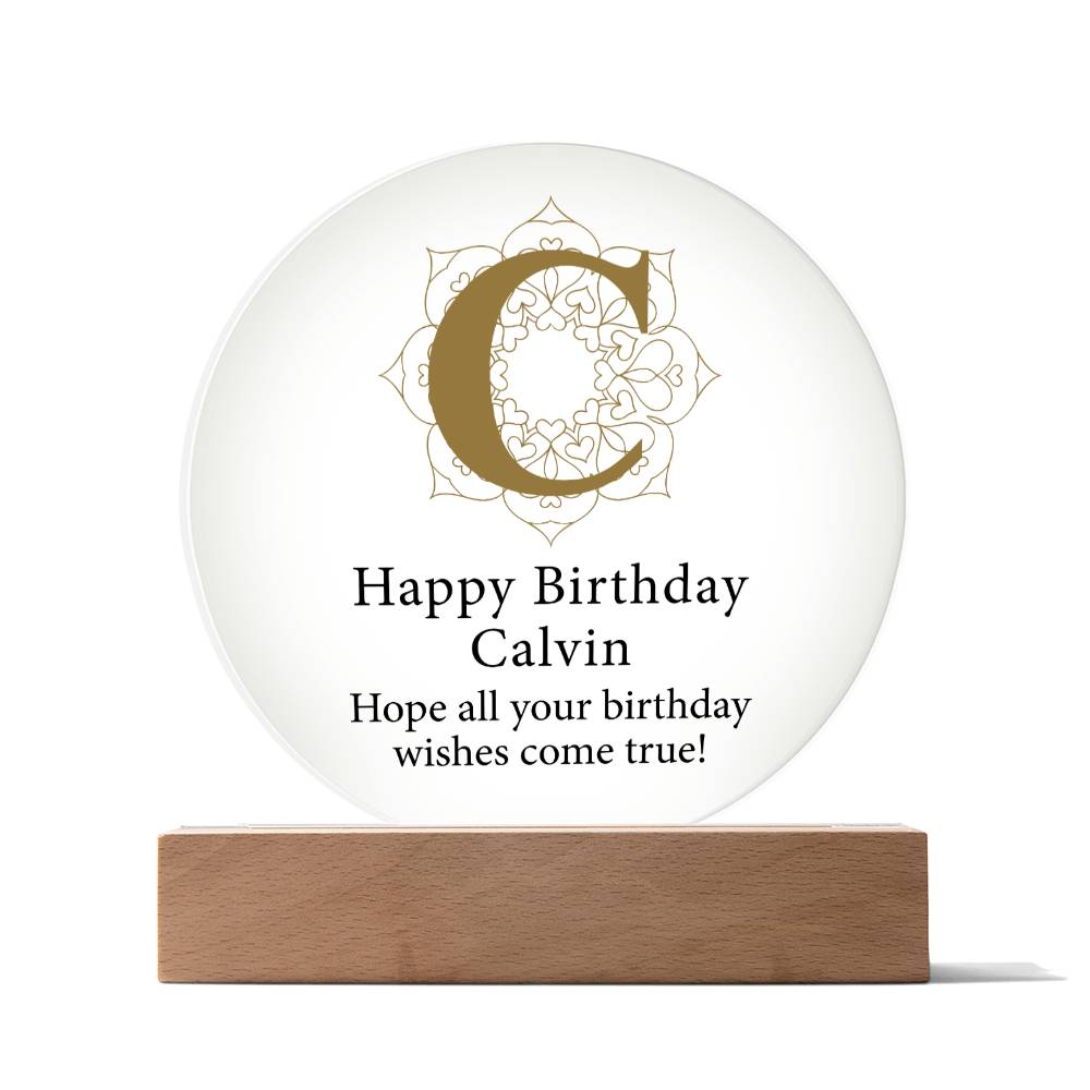 Happy Birthday Calvin v01 - Circle Acrylic Plaque