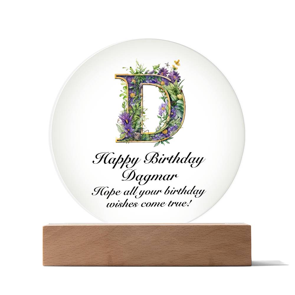 Happy Birthday Dagmar v02 - Circle Acrylic Plaque