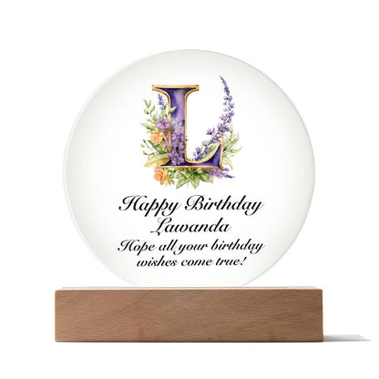 Happy Birthday Lawanda v02 - Circle Acrylic Plaque