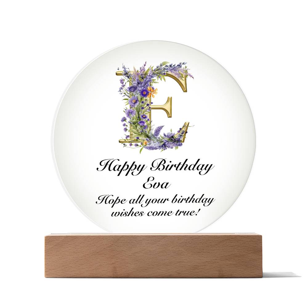 Happy Birthday Eva v02 - Circle Acrylic Plaque