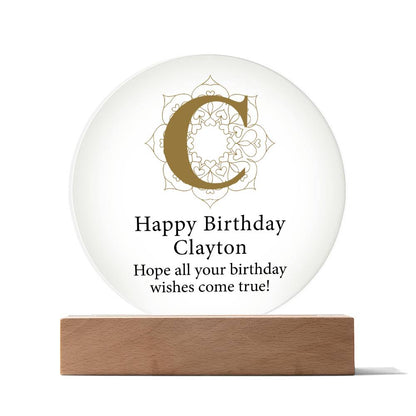 Happy Birthday Clayton v01 - Circle Acrylic Plaque
