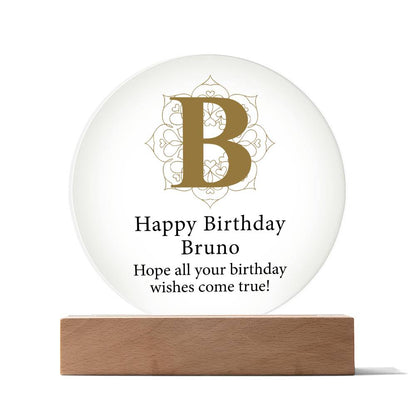 Happy Birthday Bruno v01 - Circle Acrylic Plaque