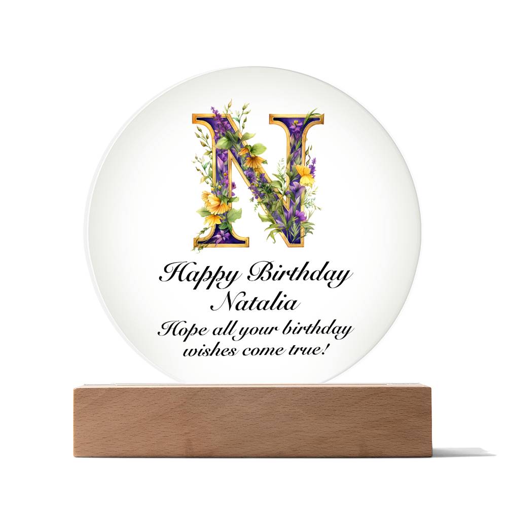 Happy Birthday Natalia v02 - Circle Acrylic Plaque