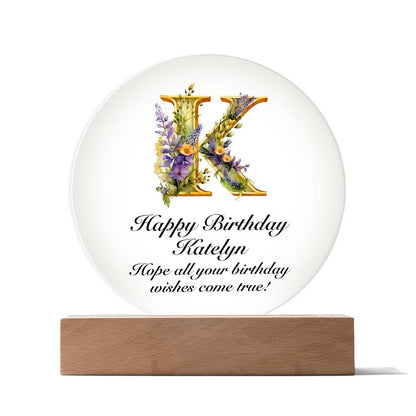 Happy Birthday Katelyn v02 - Circle Acrylic Plaque