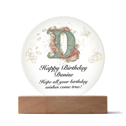Happy Birthday Denise v01 - Circle Acrylic Plaque