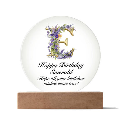 Happy Birthday Emerald v02 - Circle Acrylic Plaque