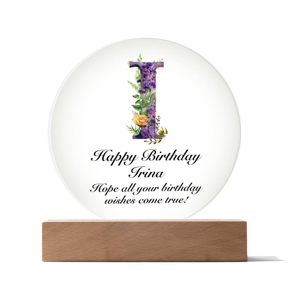 Happy Birthday Irina v02 - Circle Acrylic Plaque