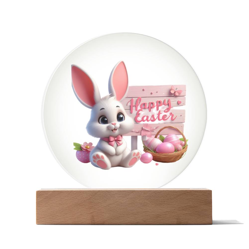 Happy Easter Bunny Sign 06 - Circle Acrylic Plaque